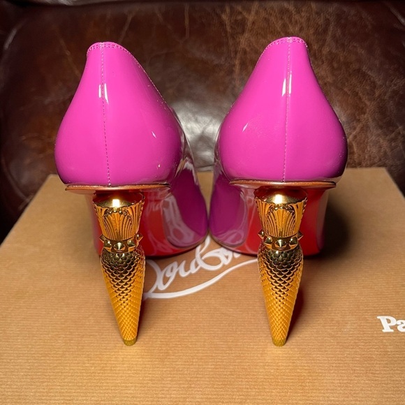 Christian Louboutin lip chick pump 100 patent Kismet Gold EU37.5 - Picture 8 of 15